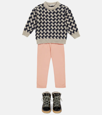 The New Society Nicola Jacquard Wool Sweater In Houndstooth Fantasy