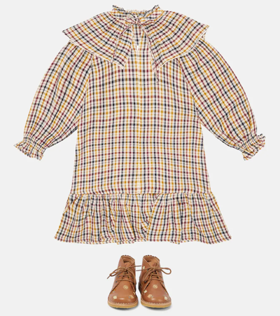 The New Society Berenice Checked Cotton Dress In Multicolor Check