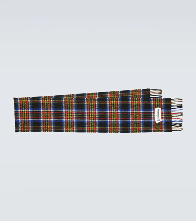 Shop Acne Studios Checked Wool-blend Scarf In Black