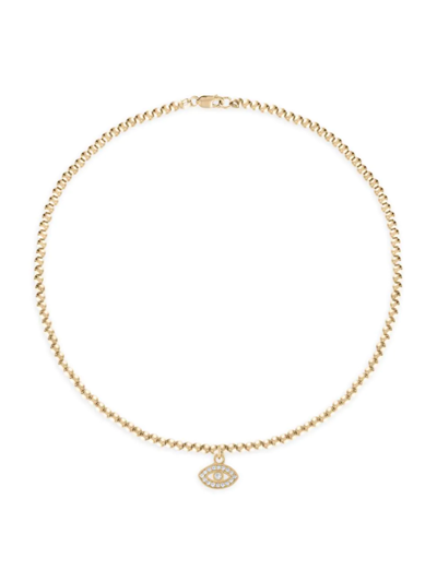 Shop Alexa Leigh Women's 14k Gold-filled & Crystal Evil Eye Charm Necklace