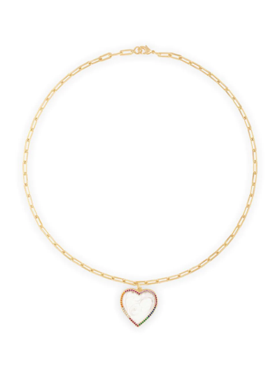 Shop Alexa Leigh Women's 18k Gold-filled, Enamel & Cubic Zirconia Rainbow Heart Necklace