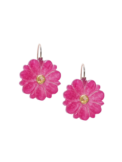 Shop Lizzie Fortunato Women's New Bloom Goldtone, Pink Quartz, & Citrine Flower Drop Earrings In Fuchsia