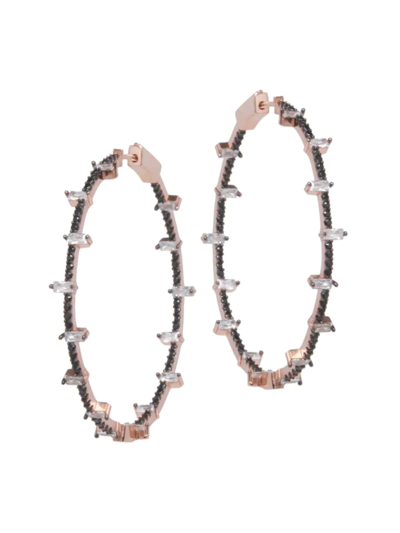 Shop Nickho Rey Women's Jacob 14k-rose-gold Vermeil & Crystal Inside-out Hoop Earrings In Rose Gold