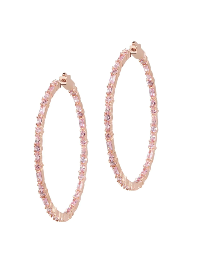 Shop Nickho Rey Women's Emmons 14k-rose-gold-vermeil & Crystal Inside-out Hoops In Rose Gold