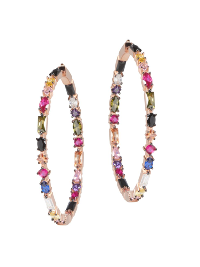 Shop Nickho Rey Women's Casey 14k-rose-gold Vermeil & Crystal Inside-out Hoop Earrings In Rose Gold