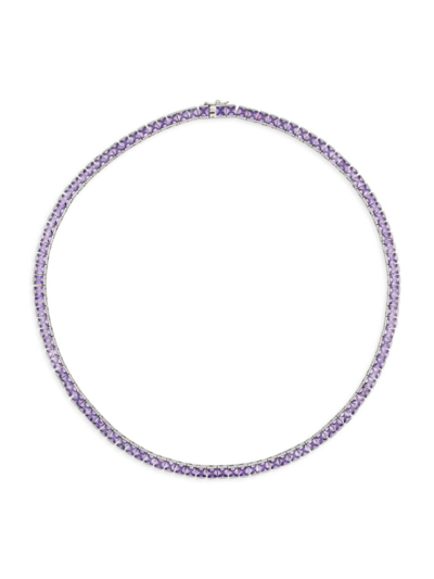 Shop Darkai Women's Just The [un]ordinary 18k White-gold-plated & Cubic Zirconia Tennis Necklace In Purple