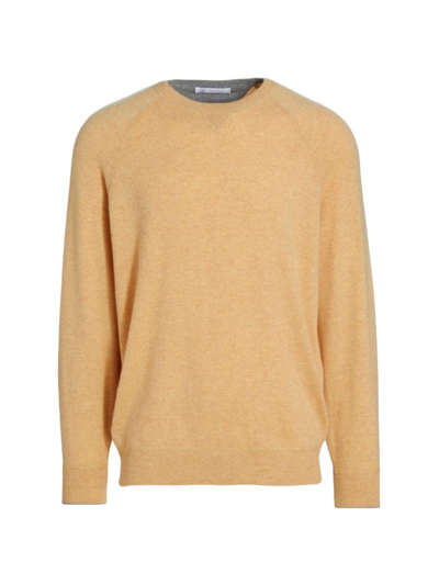 Shop Brunello Cucinelli Men's Cashmere Crewneck Sweater In Mustard