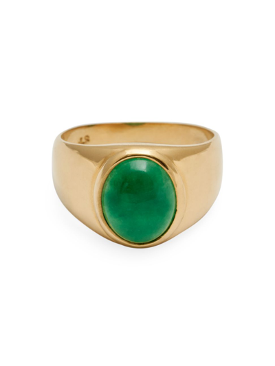 Shop Loren Stewart Women's Classico 14k-yellow-gold Vermeil & Malaysian Jade Signet Ring In Green