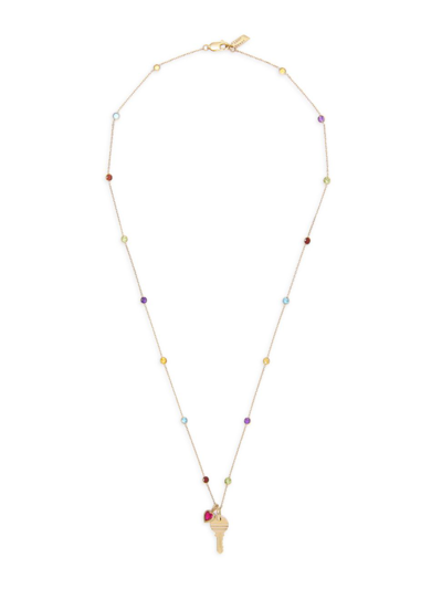 Shop Loren Stewart Women's Charmed 14k Yellow Gold & Multi-gemstone Key Pendant Necklace