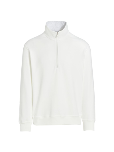 Shop Brunello Cucinelli Men's Cotton Half-zip Sweatshirt In Off White