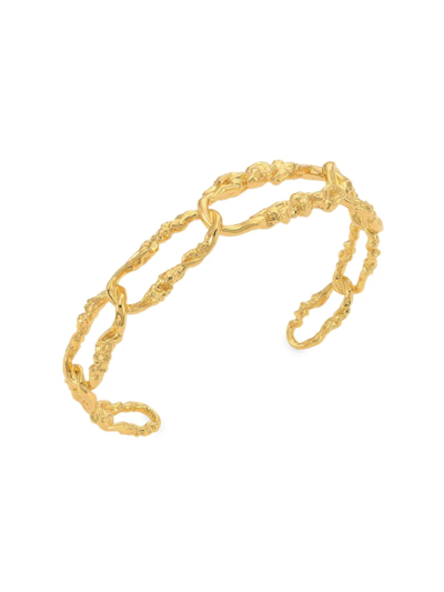 Shop Alexis Bittar Women's Brut Small 14k Gold-plated Link Bracelet Cuff In Yellow Gold