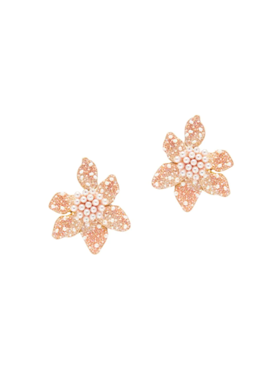Shop Mignonne Gavigan Women's Camellia 14k Gold-plated, Glass Pearl & Bead Earrings In Blush