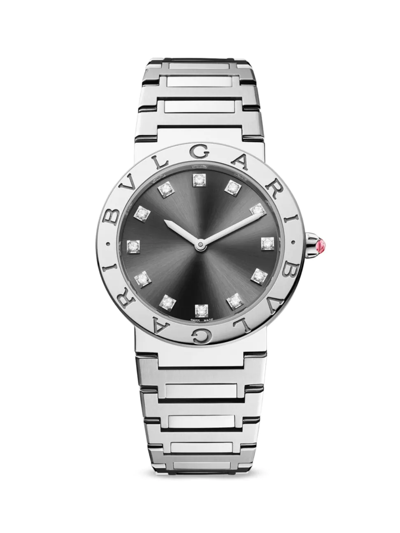 Shop Bvlgari Women's   Lady Stainless Steel & Diamond Bracelet Watch