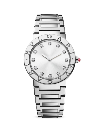 Shop Bvlgari Women's   Lady Stainless Steel & Diamond Bracelet Watch