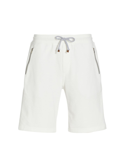 Shop Brunello Cucinelli Men's Zip Bermuda Shorts In White