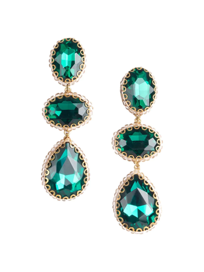 Shop Deepa Gurnani Women's Hadlee Goldtone & Crystal Drop Earrings In Emerald