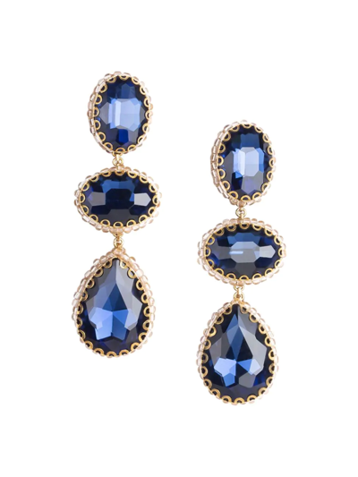 Shop Deepa Gurnani Women's Hadlee Goldtone & Crystal Drop Earrings In Sapphire