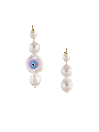 Shop Martha Calvo Women's Evolve Goldtone & Baroque Pearl Mismatched Earrings