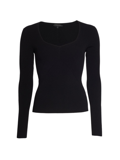 Shop Rag & Bone Women's Asher Long-sleeve Rib-knit Sweater In Black