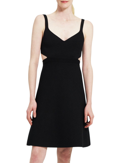 Shop Theory Women's Knit Cut-out Flare Minidress In Black