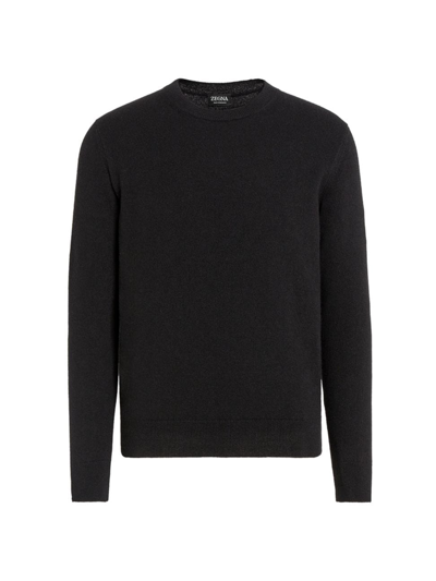 Shop Zegna Men's Oasi Cashmere Crewneck Sweater In Black