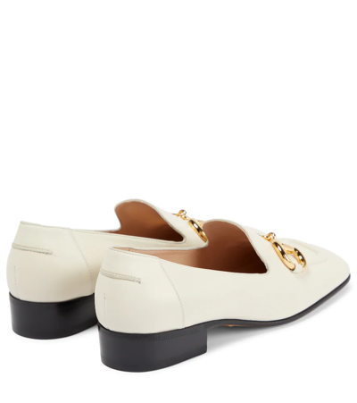 Shop Gucci Horsebit Leather Loafers In Mystic White
