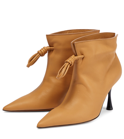 Loewe Neutral Flamenco 90 Leather Ankle Boots In Neutrals | ModeSens