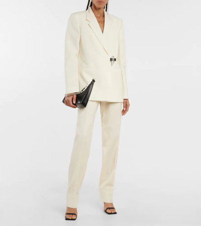 Shop Givenchy High-rise Mohair And Wool Pants In Ivory