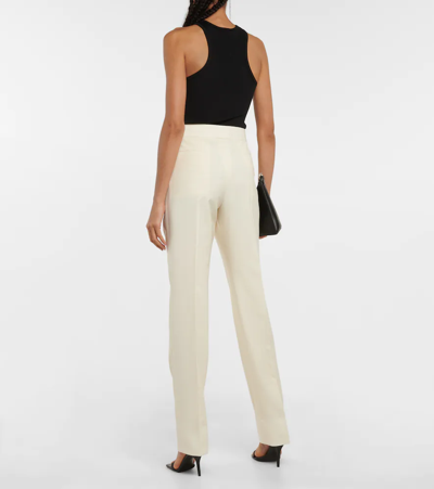 Shop Givenchy High-rise Mohair And Wool Pants In Ivory