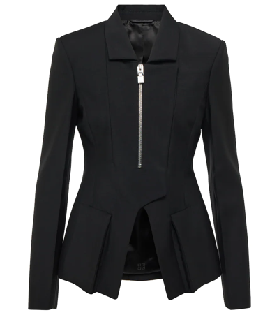 Shop Givenchy Peplum Wool And Mohair Jacket In Black
