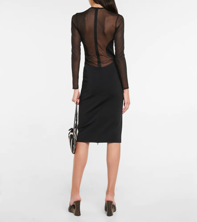 Shop Alaïa Semi-sheer Paneled Minidress In Black