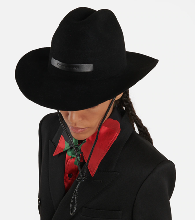 Shop Ruslan Baginskiy Leather-trimmed Cowboy Hat In Black