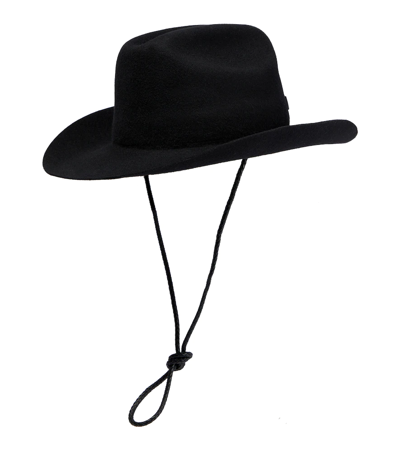 Shop Ruslan Baginskiy Leather-trimmed Cowboy Hat In Black