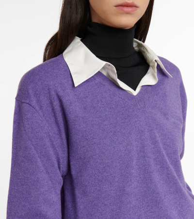 Shop The Row Kumamo V-neck Cashmere Sweater In Purple Iris