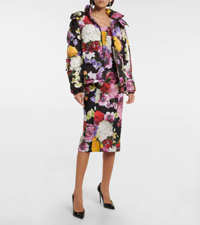 Shop Dolce & Gabbana Floral Puffer Jacket In Ortensie/fiori F.ner