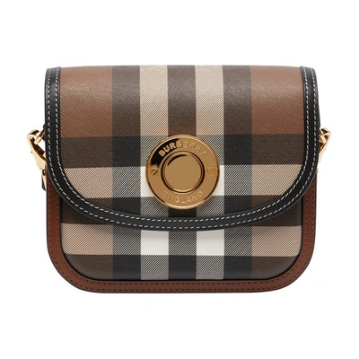 Shop Burberry Small Check And Leather Elizabeth Bag In Dark Birch Brown