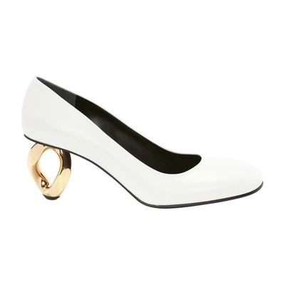 Shop Jw Anderson Leather Chain Heel Pumps In White