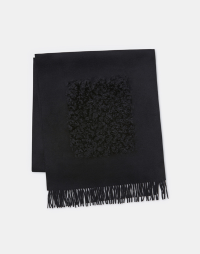 Shop Lafayette 148 Cashmere Shearling Pocket Shawl In Black