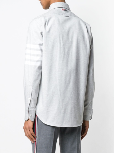 Shop Thom Browne Straight Fit Cotton Shirt In Grey