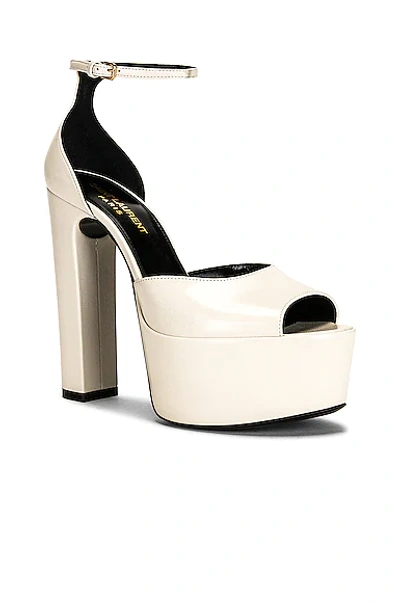 Saint Laurent Jodie 95 Platform Sandals In Pearl