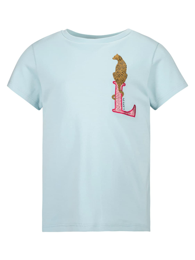 Shop Lanvin Kids T-shirt For Girls In Light Blue