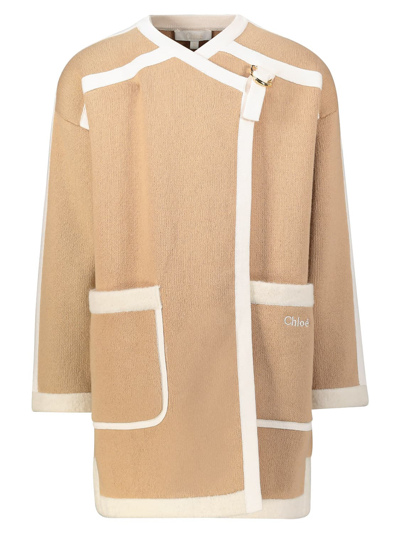 Shop Chloé Kids Coat For Girls In Beige