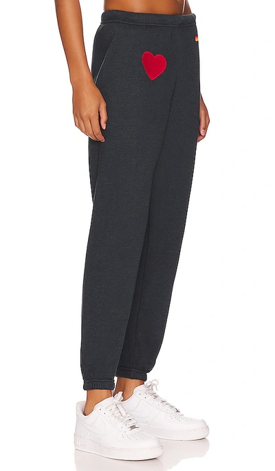 Aviator Nation Heart Applique Jogger Pants In Charcoal