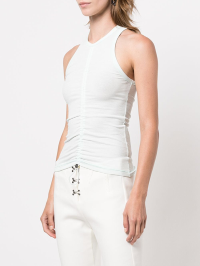Shop Dion Lee Women Sheer Gather Front Tank In Clear Blue