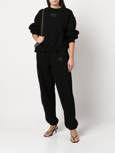 Shop Alexander Wang T T By Alexander Wang Women Puff Logo Sweatpant In Structured Terry In Black 001