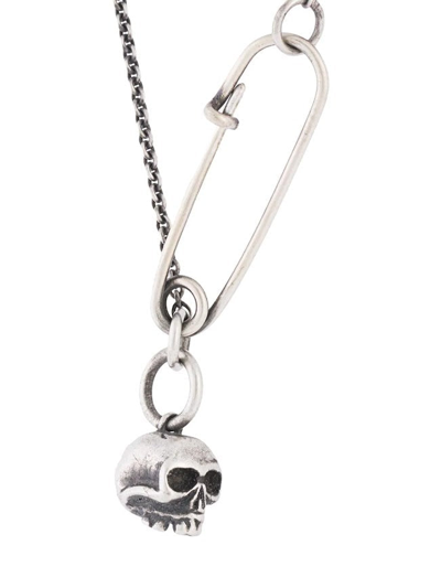 Shop Werkstatt:münchen Werkstatt Munchen Fine Chain Safetypin + Skull M3982 In Silver