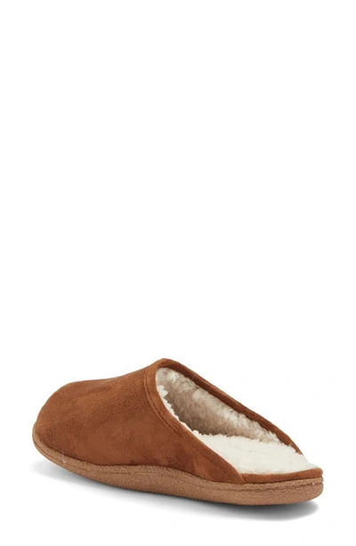 Nordstrom Rack Brock Faux Fur Lined Scuff Slipper In Chestnut
