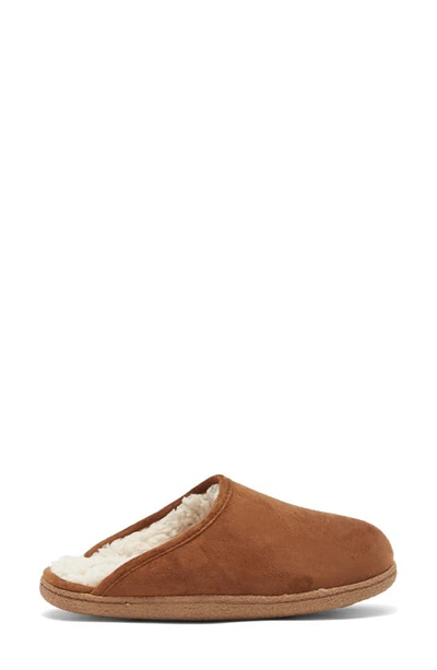 Nordstrom Rack Brock Faux Fur Lined Scuff Slipper In Chestnut
