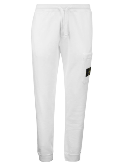 Shop Stone Island Logo Patch Drawstring Joggers In White