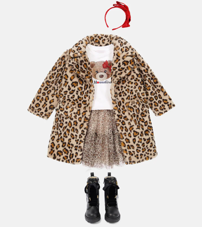 Shop Monnalisa Leopard-print Faux Fur Coat In Maculato